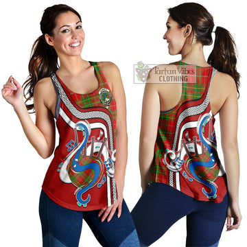 Burnett Tartan Women's Racerback Tanks with Epic Bagpipe Style