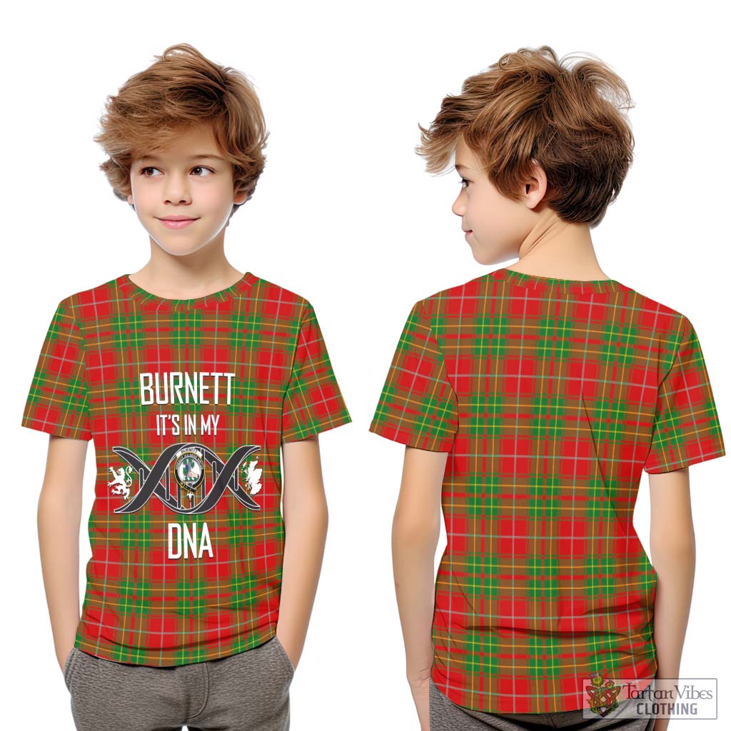 Tartan Vibes Clothing Burnett Ancient Tartan Kid T-Shirt with Family Crest DNA In Me Style