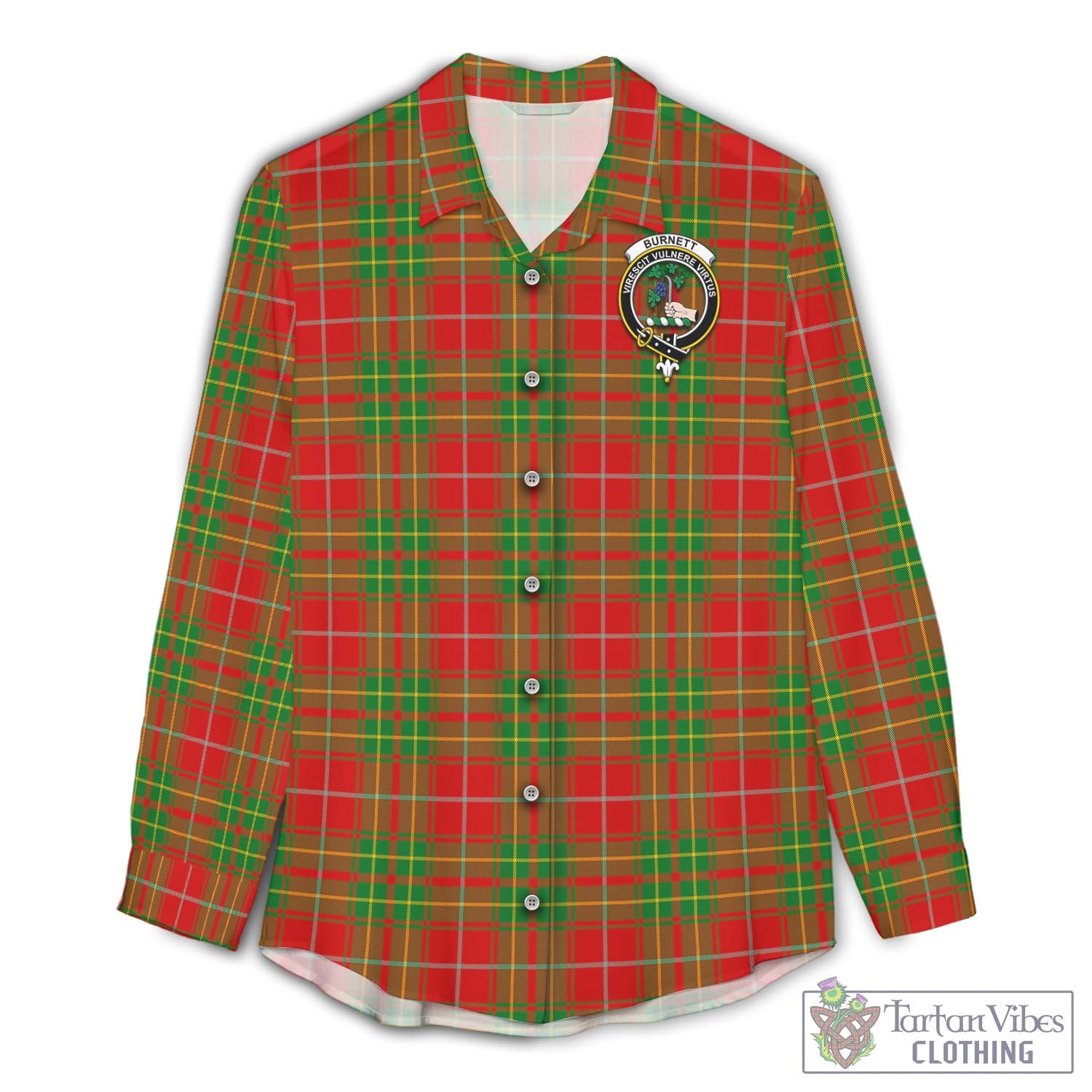 Tartan Vibes Clothing Burnett Ancient Tartan Womens Casual Shirt with Family Crest