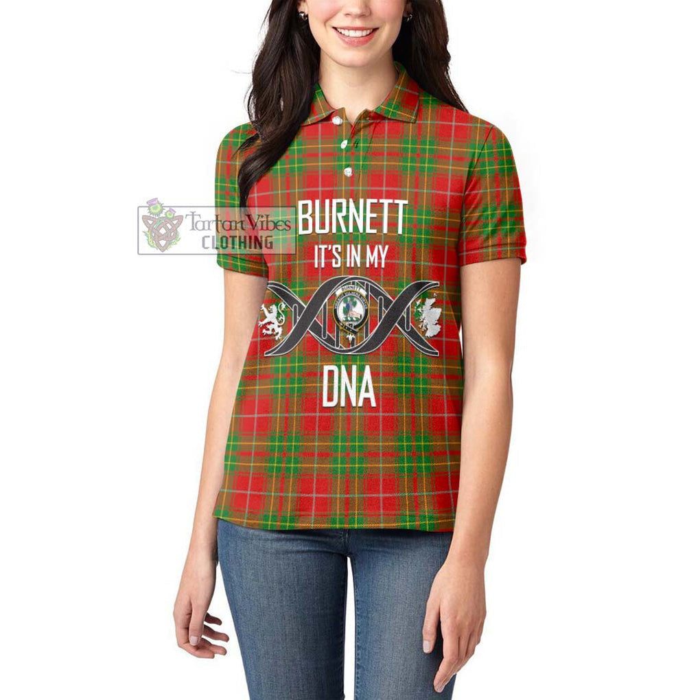 Burnett Tartan Women's Polo Shirt with Family Crest DNA In Me Style Women - Tartanvibesclothing Shop