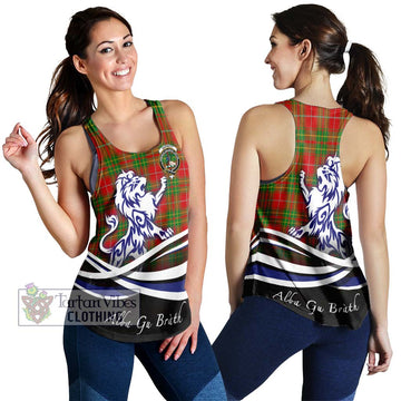 Burnett Tartan Women's Racerback Tanks with Alba Gu Brath Regal Lion Emblem