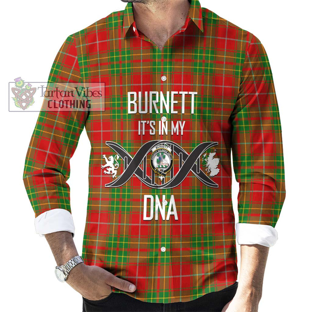 Burnett Tartan Long Sleeve Button Shirt with Family Crest DNA In Me Style Men's Shirt S - Tartanvibesclothing Shop