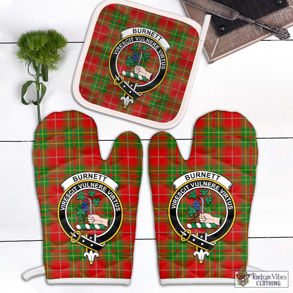 Tartan Vibes Clothing Burnett Ancient Tartan Combo Oven Mitt & Pot-Holder with Family Crest