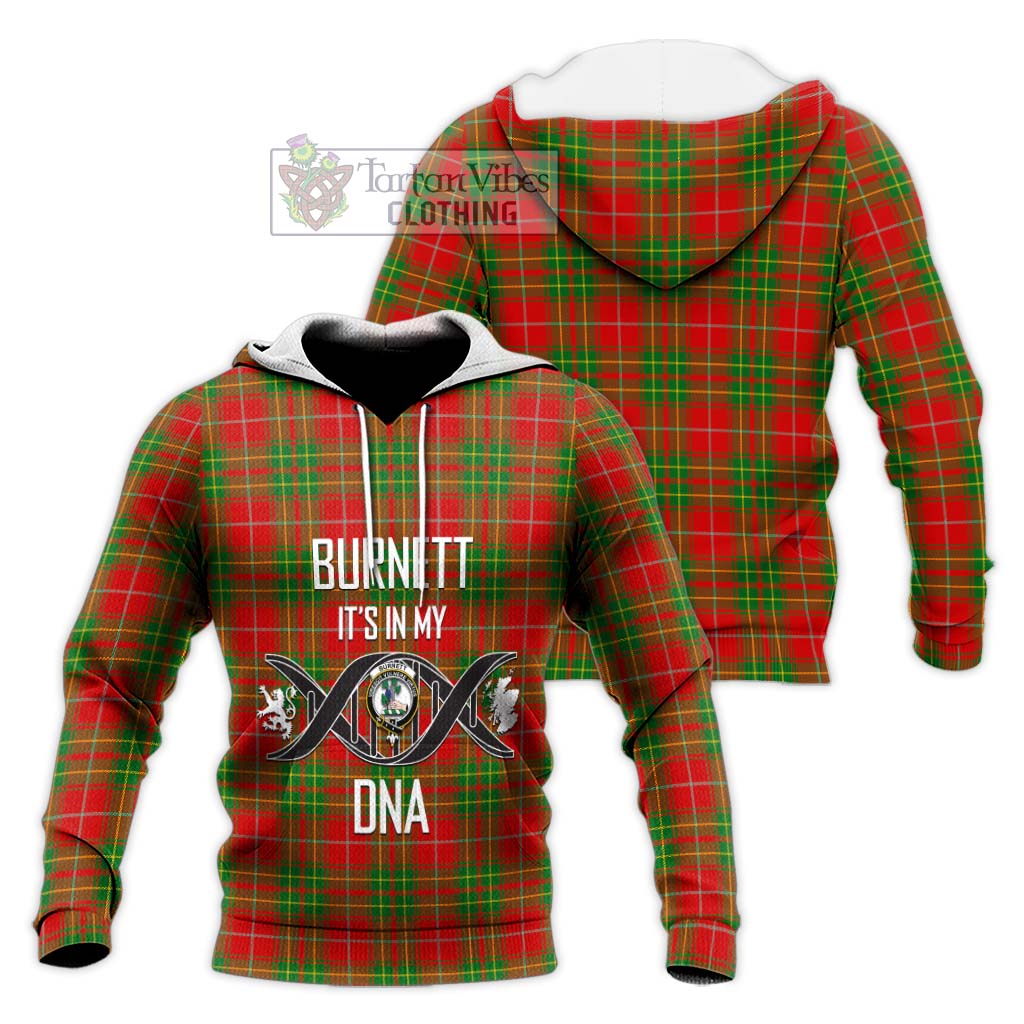 Tartan Vibes Clothing Burnett Ancient Tartan Knitted Hoodie with Family Crest DNA In Me Style