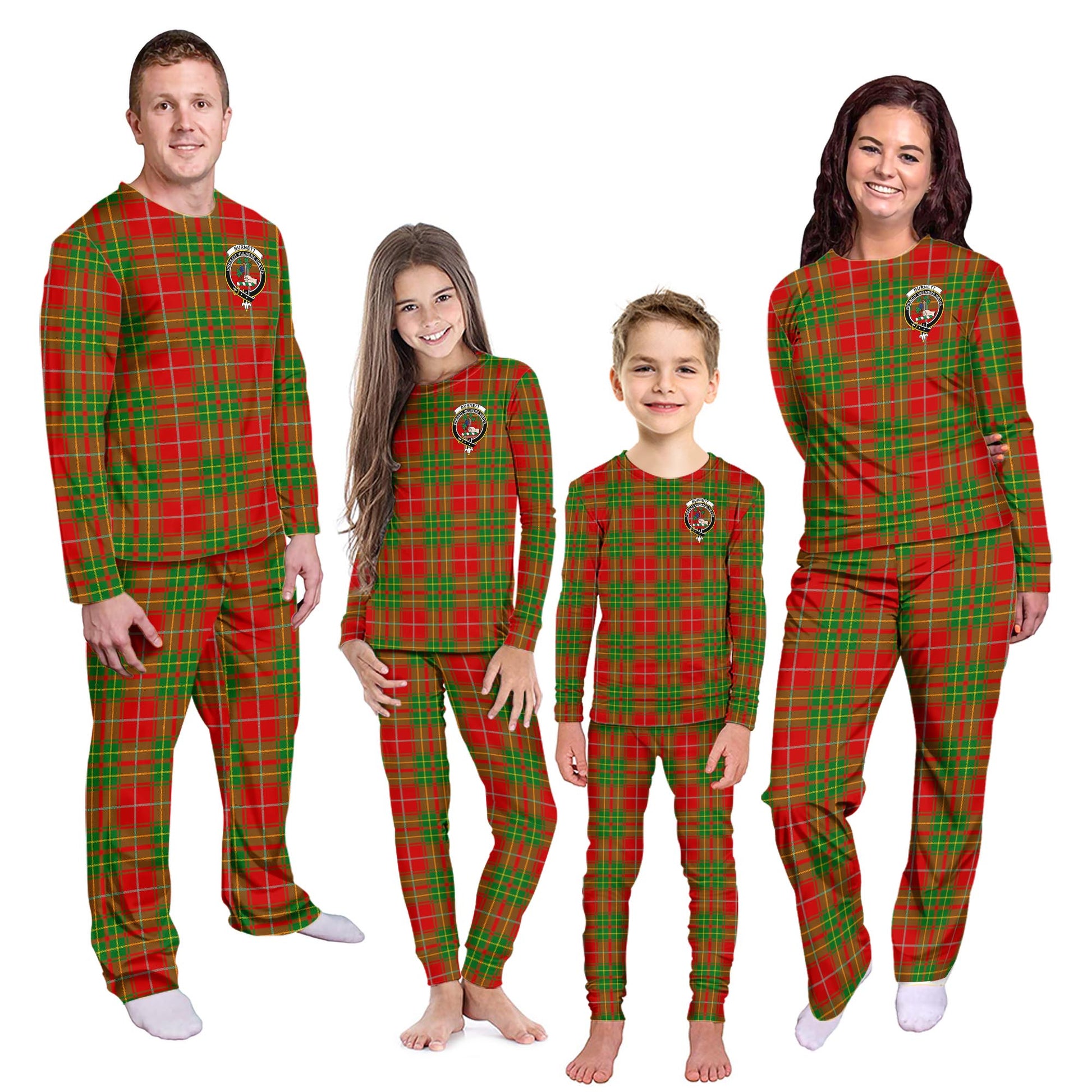 Burnett Tartan Pajamas Family Set with Family Crest Kid - Tartan Vibes Clothing