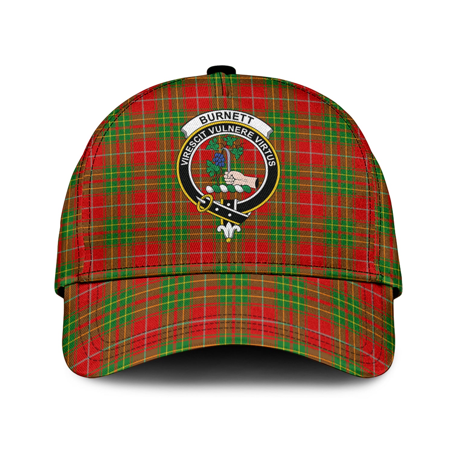 Burnett Tartan Classic Cap with Family Crest Classic Cap Universal Fit - Tartan Vibes Clothing