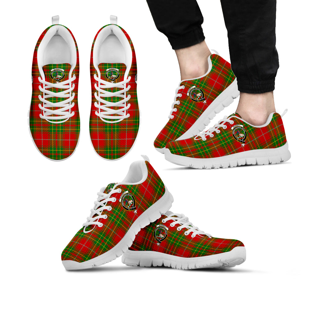 Burnett Tartan Sneakers with Family Crest Kid's Sneakers - Tartan Vibes Clothing