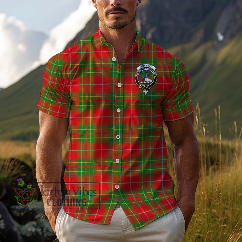 Tartan Vibes Clothing Burnett Ancient Tartan Cotton Hawaiian Shirt with Family Crest