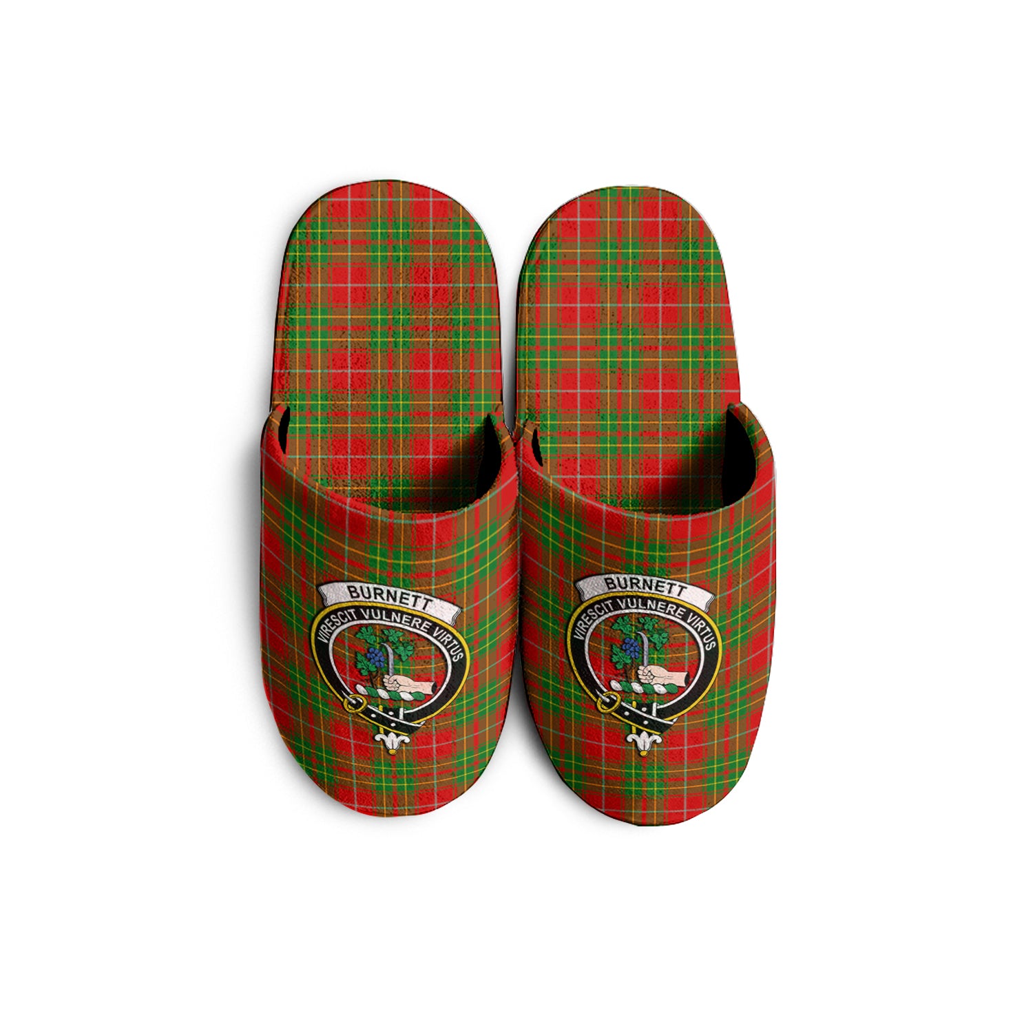 Burnett Ancient Tartan Home Slippers with Family Crest - Tartanvibesclothing