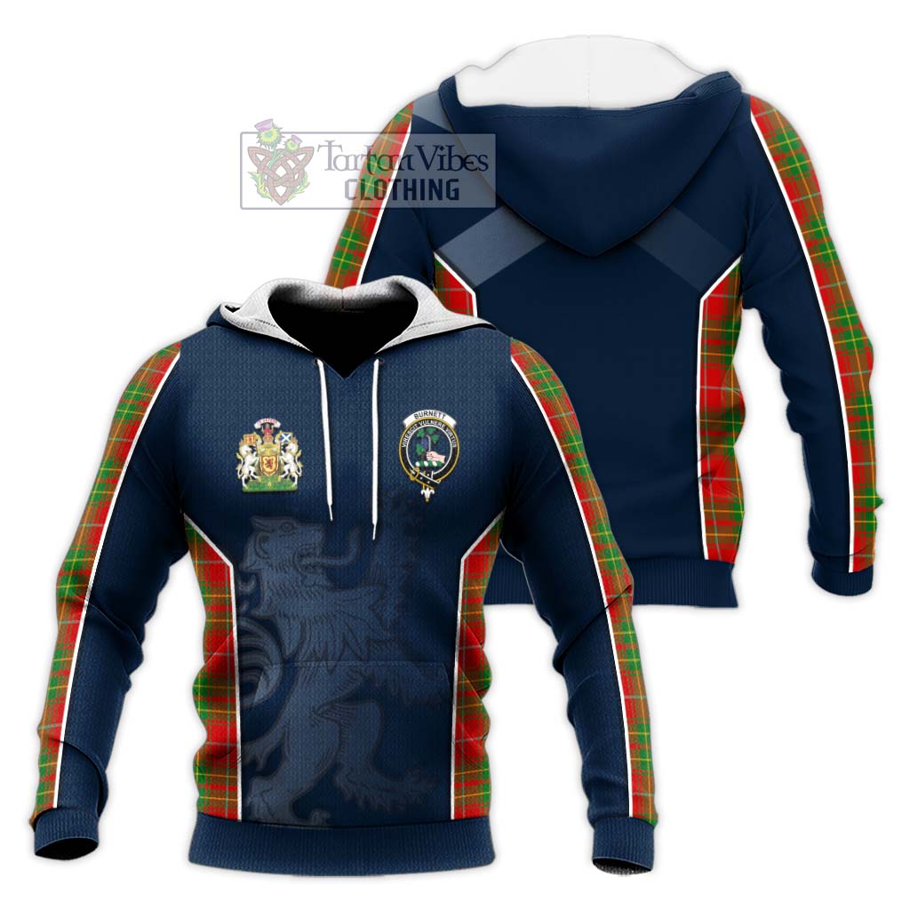 Tartan Vibes Clothing Burnett Ancient Tartan Knitted Hoodie with Family Crest and Lion Rampant Vibes Sport Style