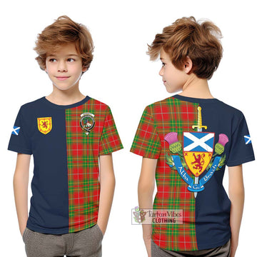 Burnett Tartan Kid T-Shirt Alba with Scottish Lion Royal Arm Half Style