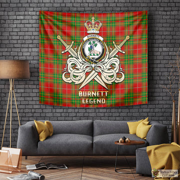 Burnett Ancient Tartan Tapestry with Clan Crest and the Golden Sword of Courageous Legacy