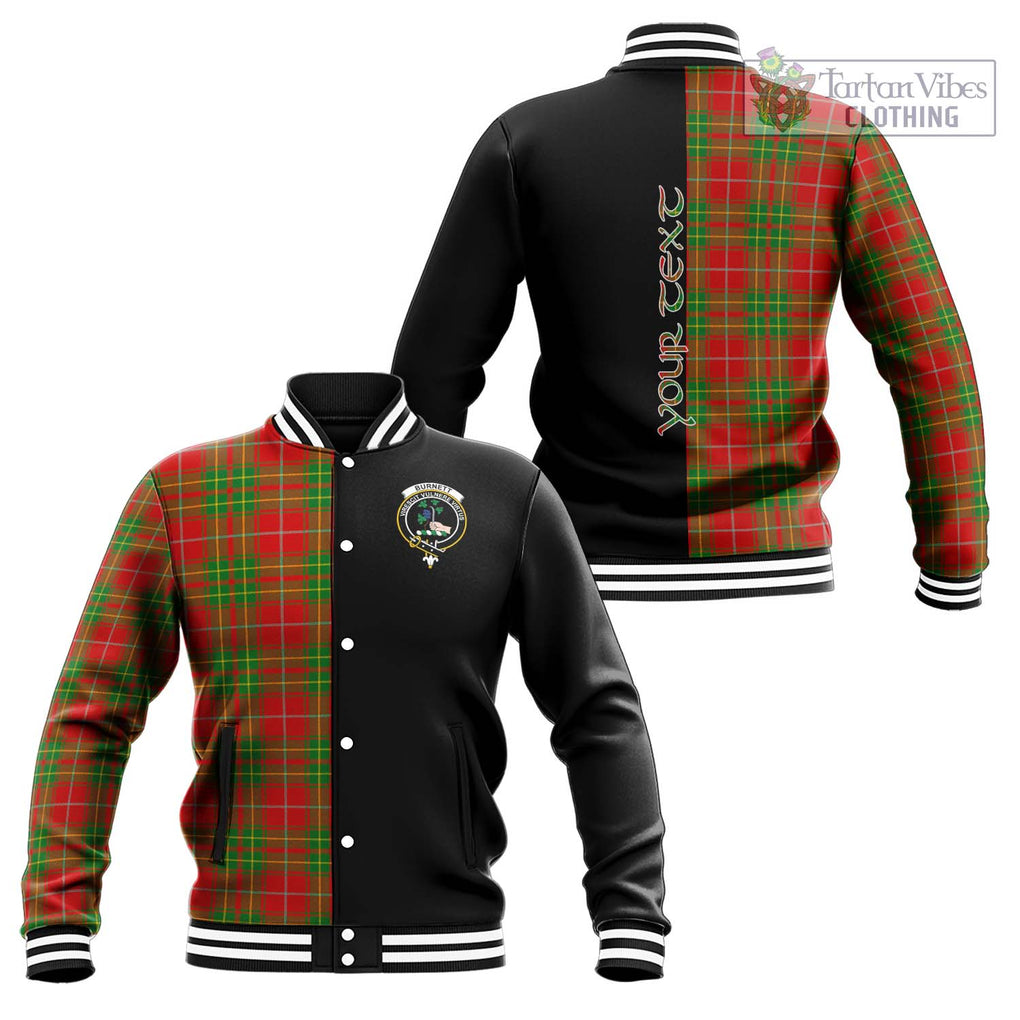 Burnett Tartan Baseball Jacket with Family Crest and Half Of Me Style Unisex - Tartanvibesclothing Shop