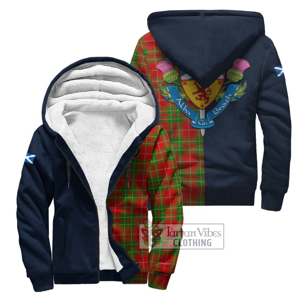 Tartan Vibes Clothing Burnett Ancient Tartan Sherpa Hoodie with Scottish Lion Royal Arm Half Style