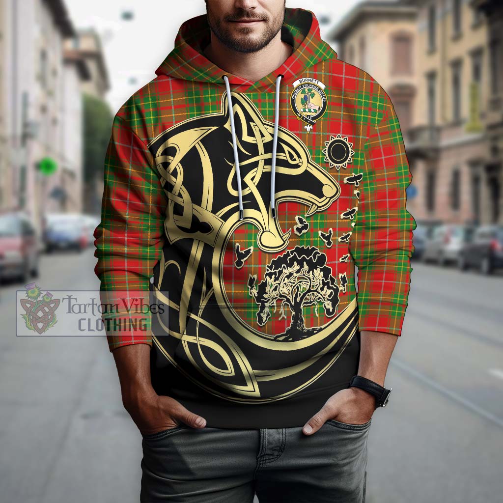 Tartan Vibes Clothing Burnett Ancient Tartan Hoodie with Family Crest Celtic Wolf Style