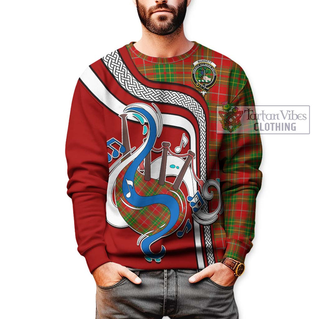 Burnett Tartan Sweatshirt with Epic Bagpipe Style Unisex - Tartanvibesclothing Shop