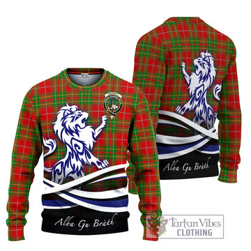 Burnett Tartan Knitted Sweater with Alba Gu Brath Regal Lion Emblem