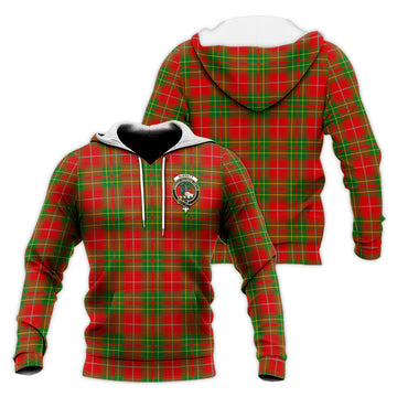 Burnett Tartan Knitted Hoodie with Family Crest