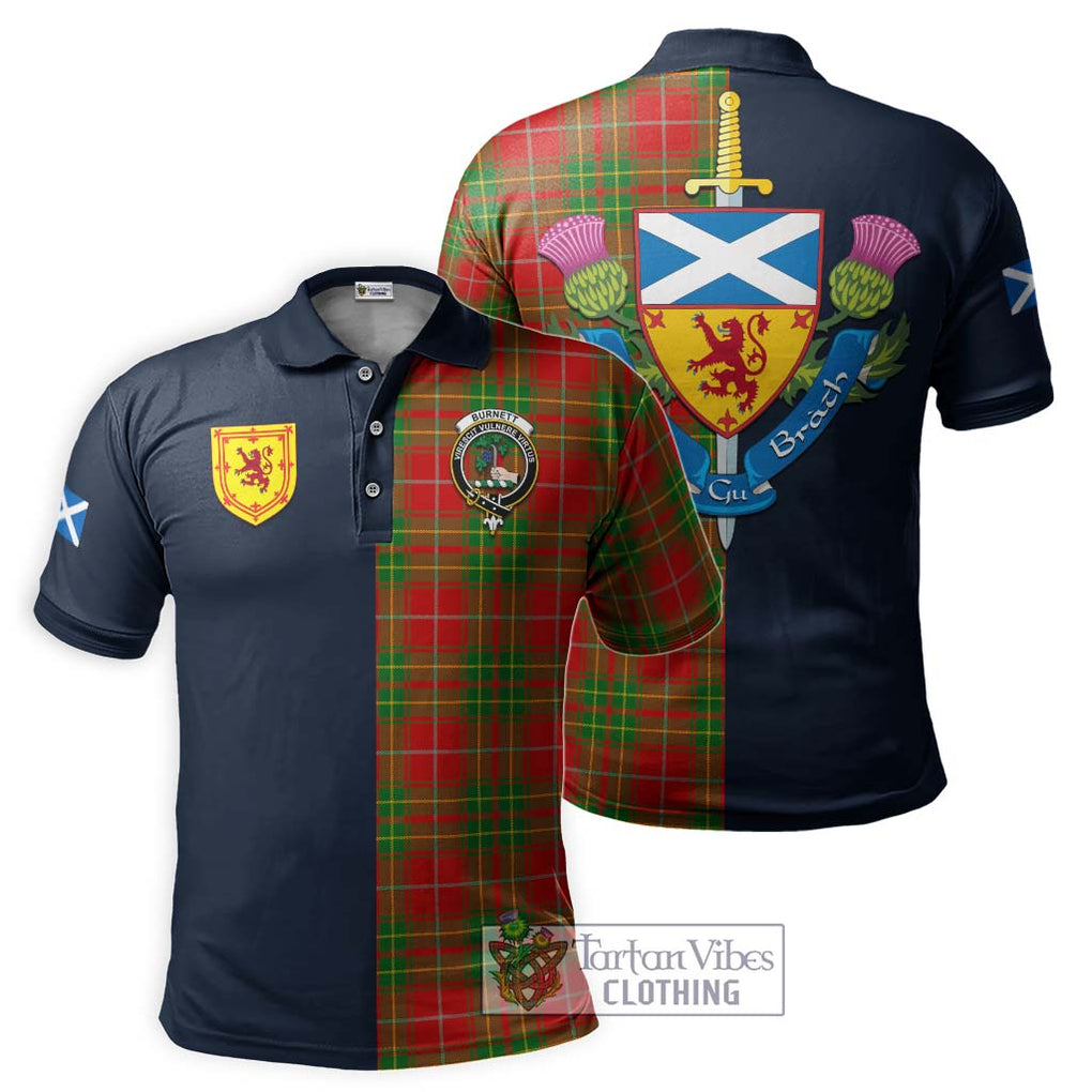 Tartan Vibes Clothing Burnett Ancient Tartan Polo Shirt with Scottish Lion Royal Arm Half Style