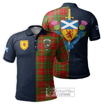 Burnett Tartan Polo Shirt Alba with Scottish Lion Royal Arm Half Style