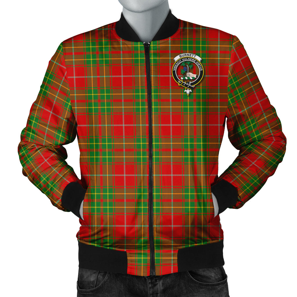 Burnett Ancient Tartan Bomber Jacket with Family Crest Unisex