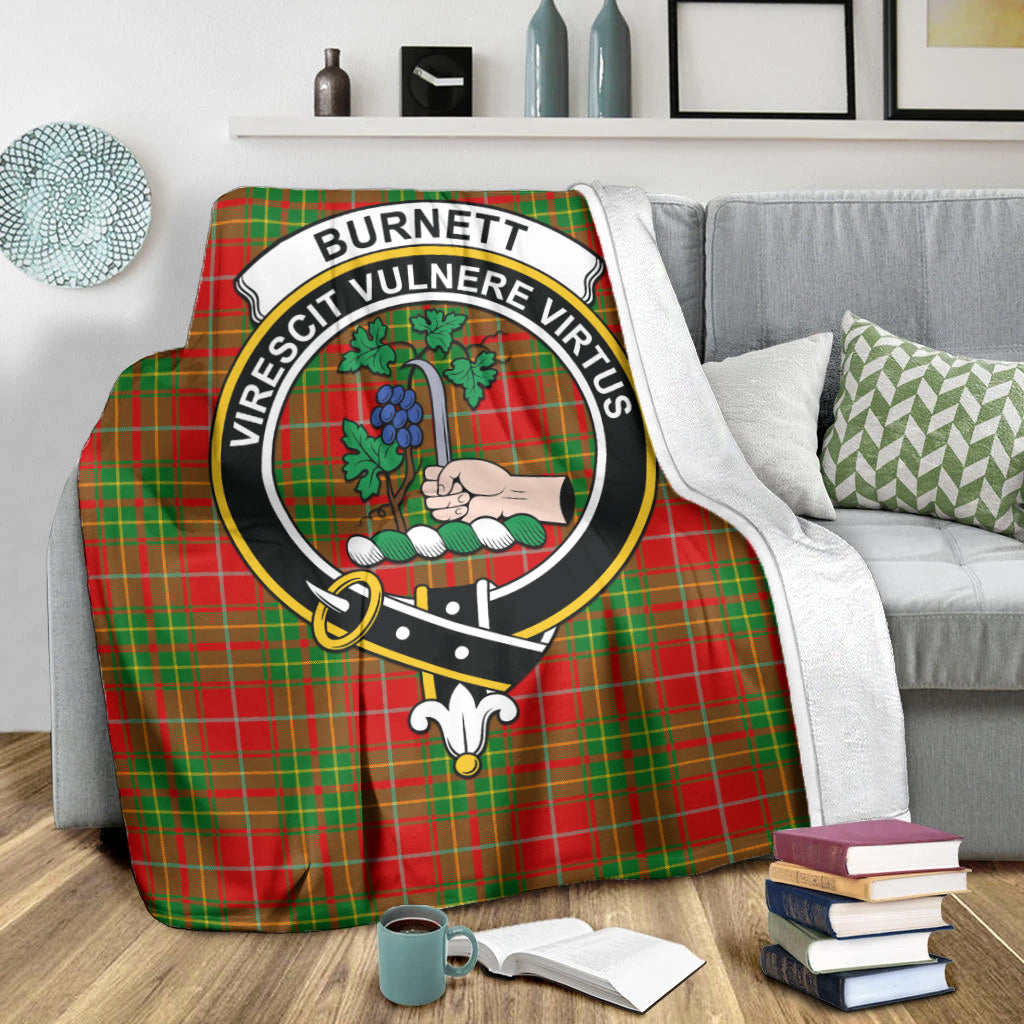 Burnett Tartan Blanket with Family Crest X-Large 59 x 79 inches 150 x 200 cm - Tartan Vibes Clothing