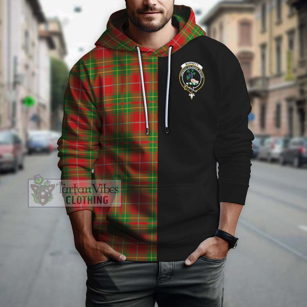 Burnett Tartan Hoodie with Family Crest and Half Of Me Style Zip Hoodie - Tartanvibesclothing Shop