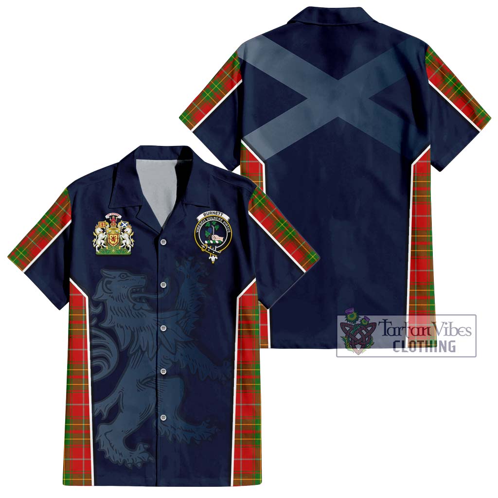 Tartan Vibes Clothing Burnett Ancient Tartan Short Sleeve Button Shirt with Family Crest and Lion Rampant Vibes Sport Style