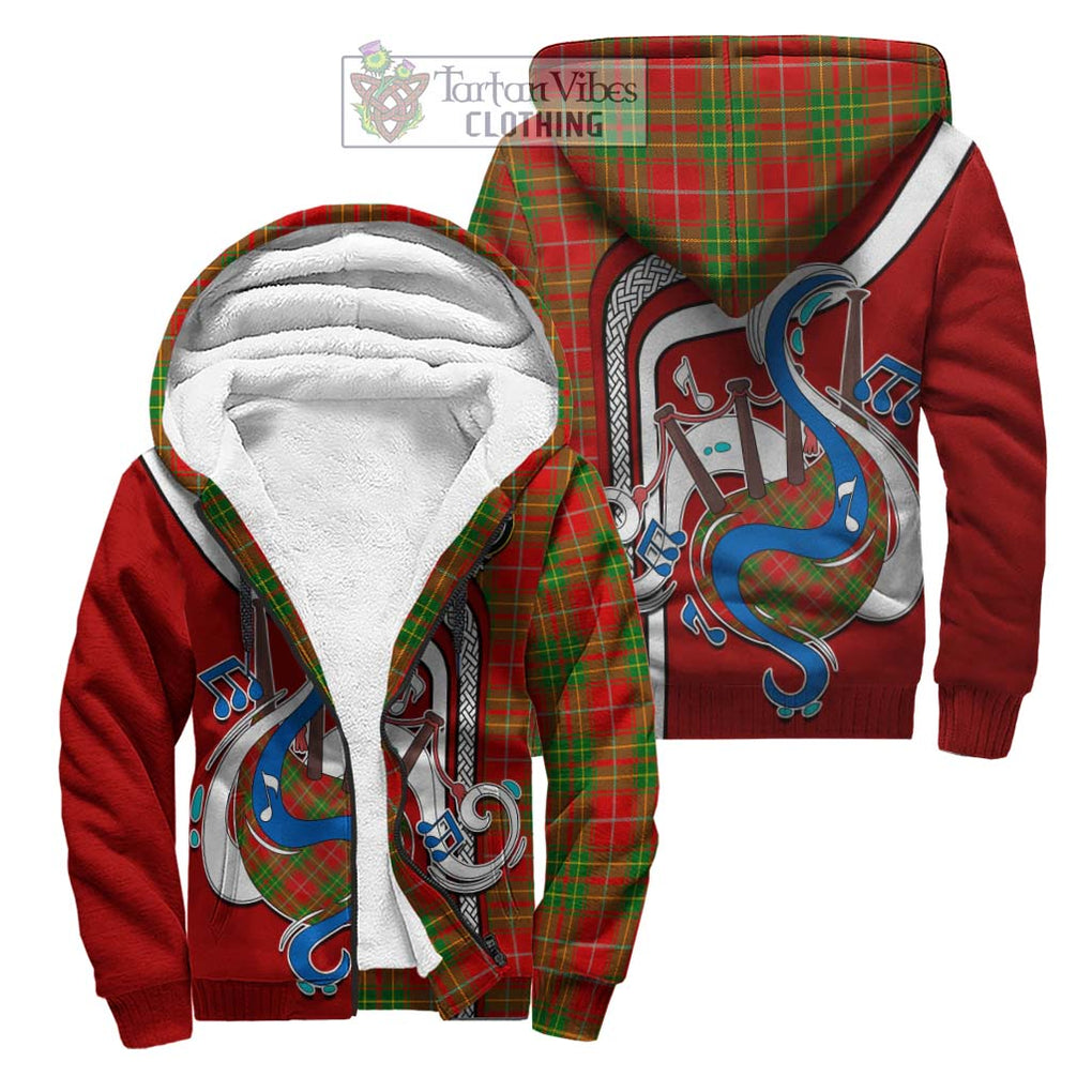 Burnett Tartan Sherpa Hoodie with Epic Bagpipe Style Unisex S - Tartanvibesclothing Shop