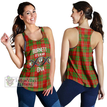 Burnett Tartan Women's Racerback Tanks with Family Crest DNA In Me Style