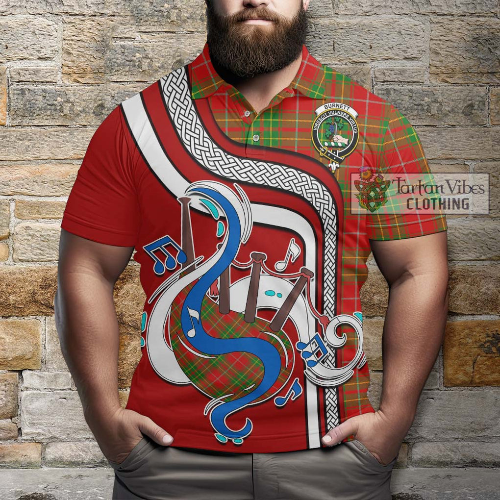 Tartan Vibes Clothing Burnett Ancient Tartan Polo Shirt with Epic Bagpipe Style