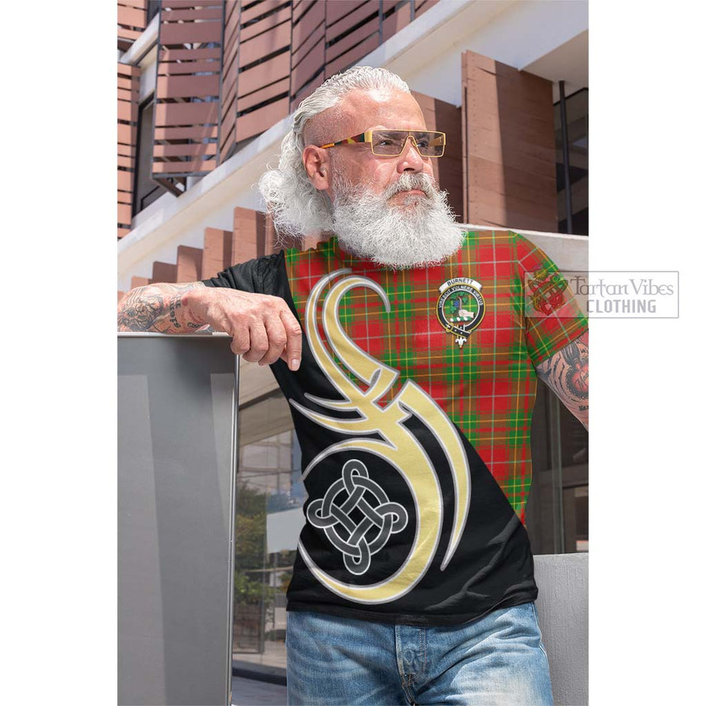 Tartan Vibes Clothing Burnett Ancient Tartan Cotton T-shirt with Family Crest and Celtic Symbol Style