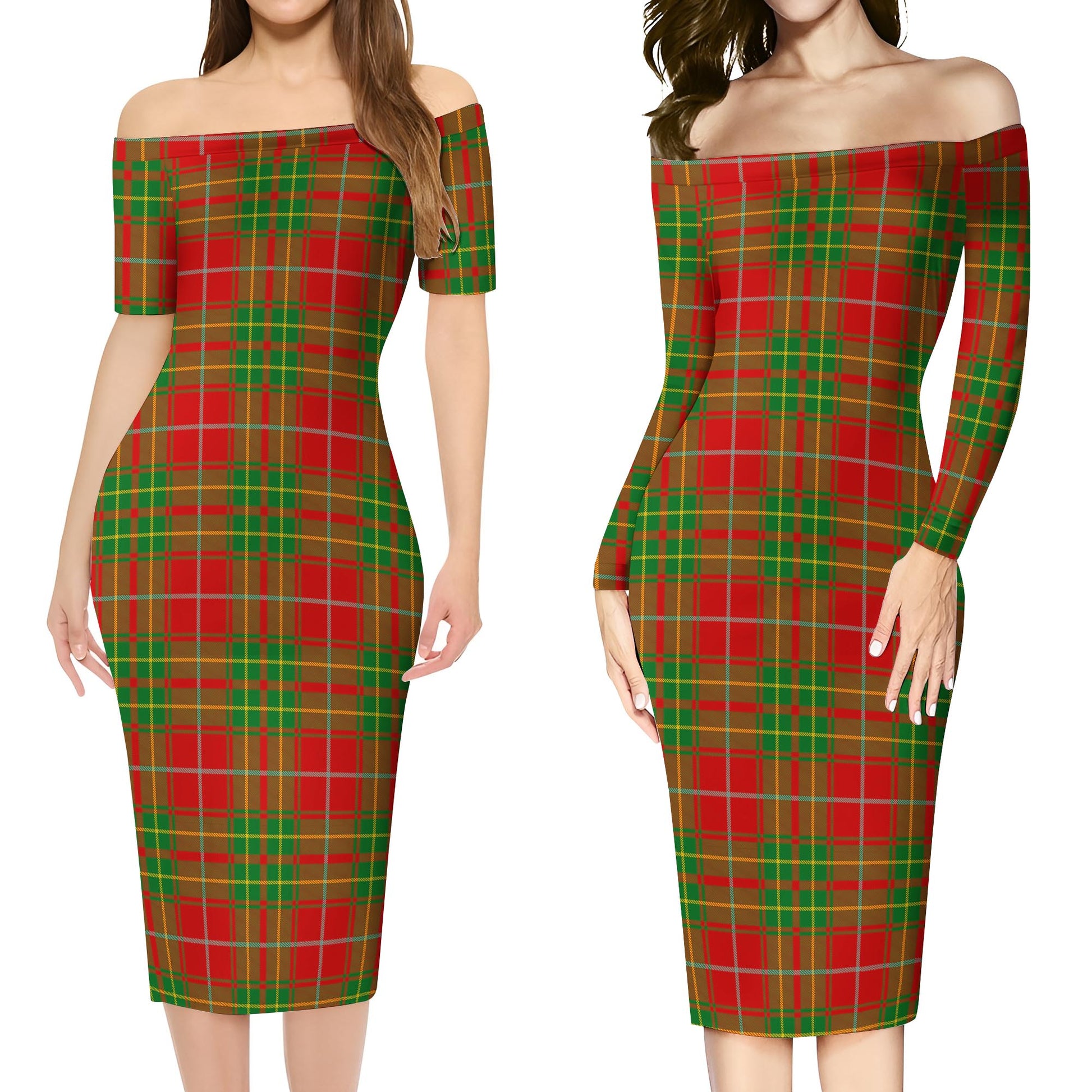 Burnett Ancient Tartan Off Shoulder Lady Dress Women's Dress - Tartanvibesclothing