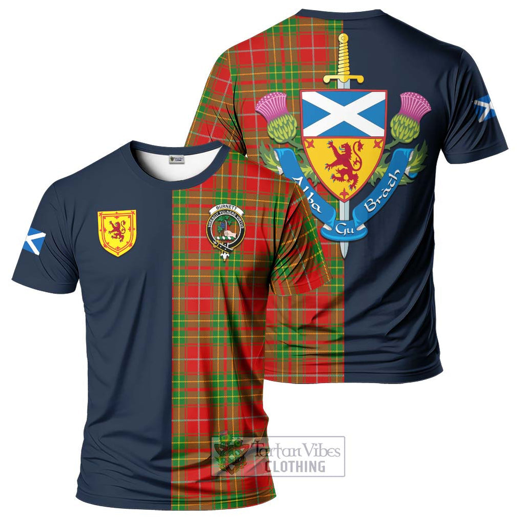 Tartan Vibes Clothing Burnett Ancient Tartan T-Shirt Alba with Scottish Lion Royal Arm Half Style