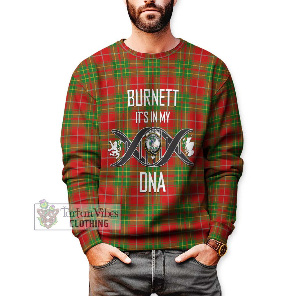 Burnett Tartan Sweatshirt with Family Crest DNA In Me Style Unisex - Tartanvibesclothing Shop