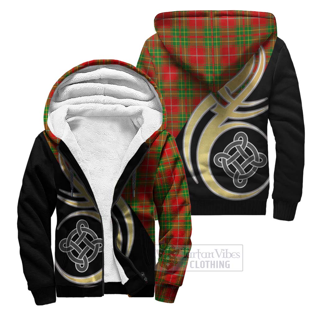 Burnett Tartan Sherpa Hoodie with Family Crest and Celtic Symbol Style Unisex S - Tartan Vibes Clothing