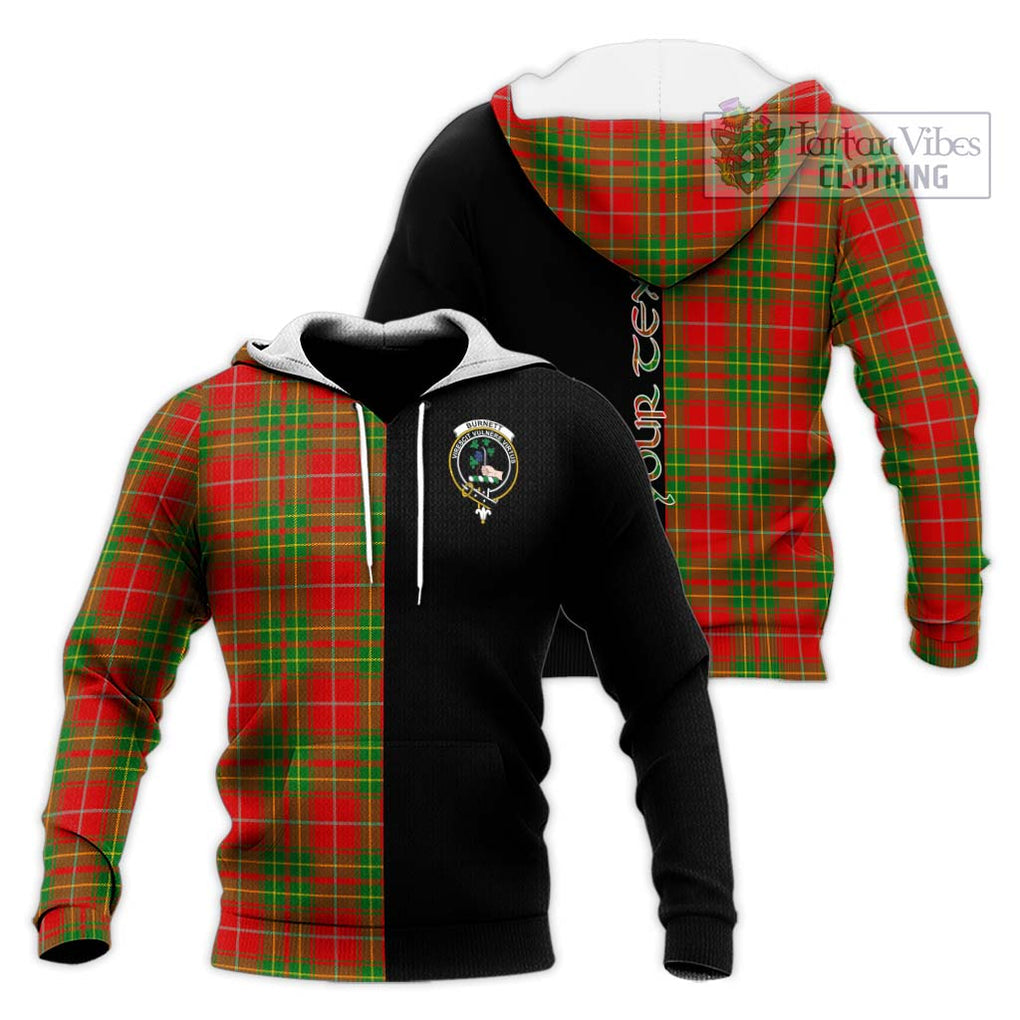 Burnett Tartan Knitted Hoodie with Family Crest and Half Of Me Style Unisex Knitted Pullover Hoodie - Tartanvibesclothing Shop