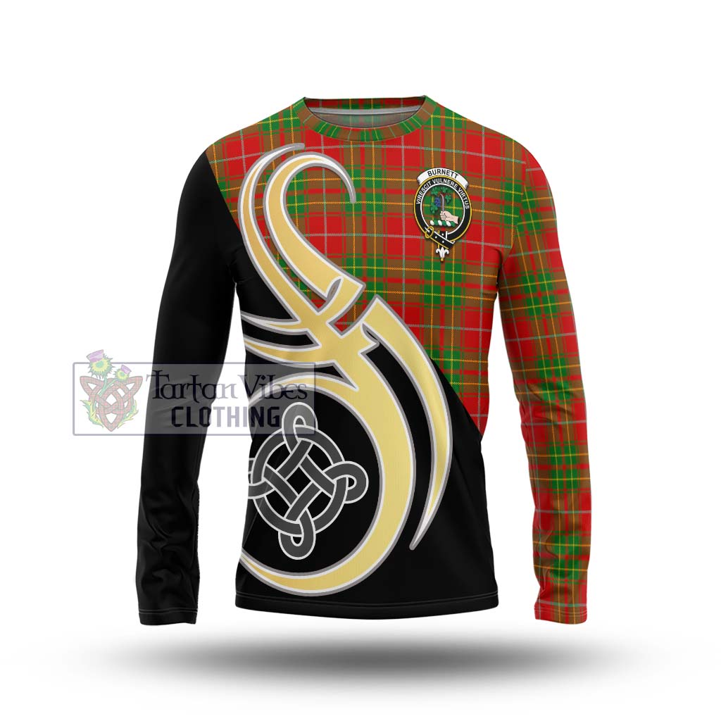 Burnett Tartan Long Sleeve T-Shirt with Family Crest and Celtic Symbol Style Unisex - Tartan Vibes Clothing