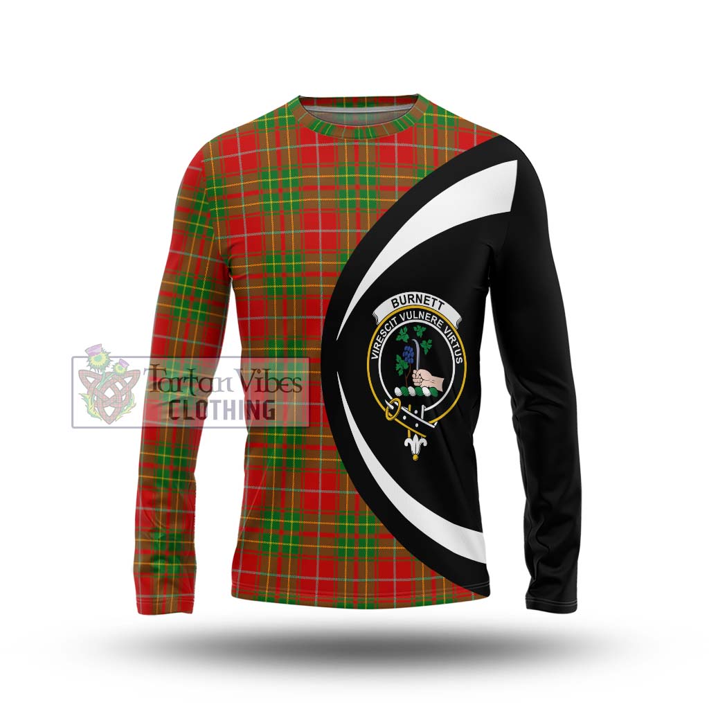 Burnett Tartan Long Sleeve T-Shirt with Family Crest Circle Style Unisex - Tartan Vibes Clothing