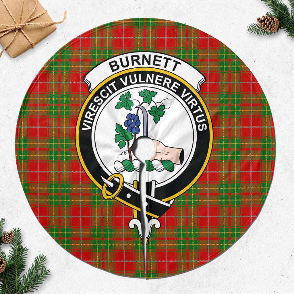 Burnett Ancient Tartan Christmas Tree Skirt with Family Crest - Tartanvibesclothing