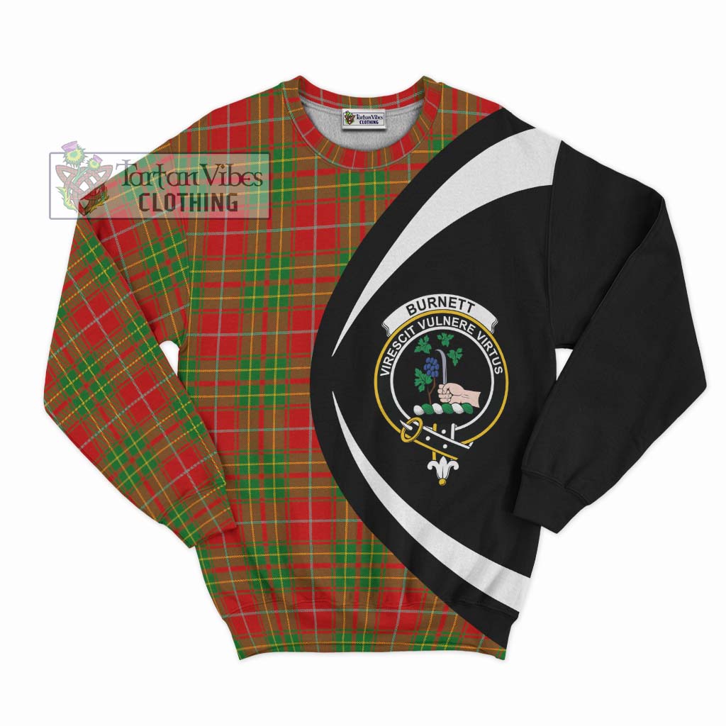 Burnett Tartan Sweatshirt with Family Crest Circle Style Unisex - Tartan Vibes Clothing