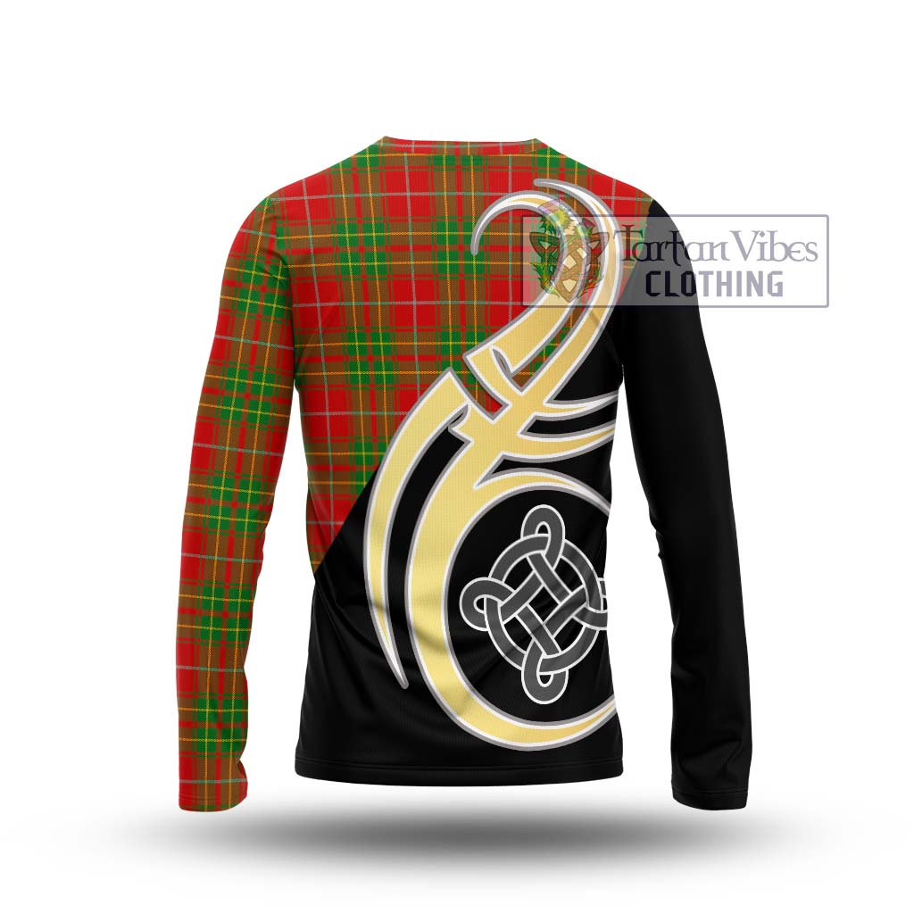 Burnett Tartan Long Sleeve T-Shirt with Family Crest and Celtic Symbol Style - Tartan Vibes Clothing