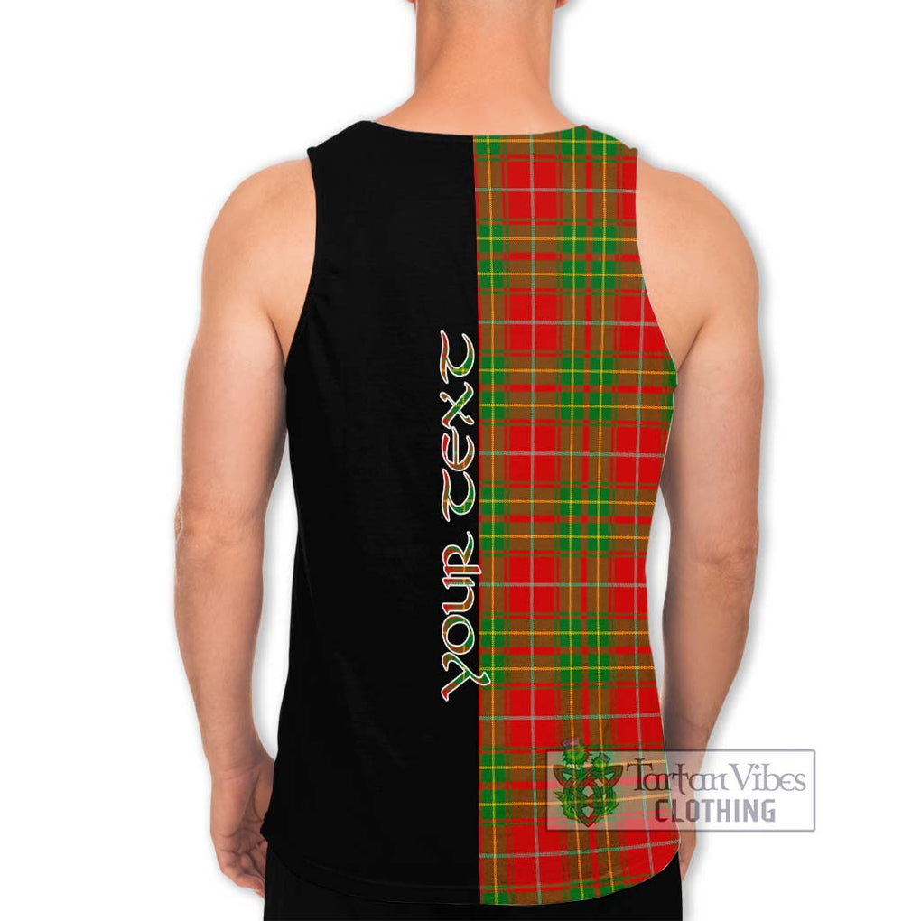 Burnett Tartan Men's Tank Top with Family Crest and Half Of Me Style - Tartanvibesclothing Shop