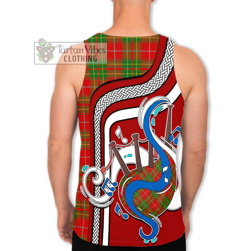 Burnett Tartan Men's Tank Top with Epic Bagpipe Style - Tartanvibesclothing Shop