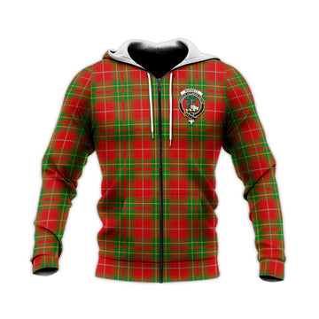 Burnett Tartan Knitted Hoodie with Family Crest