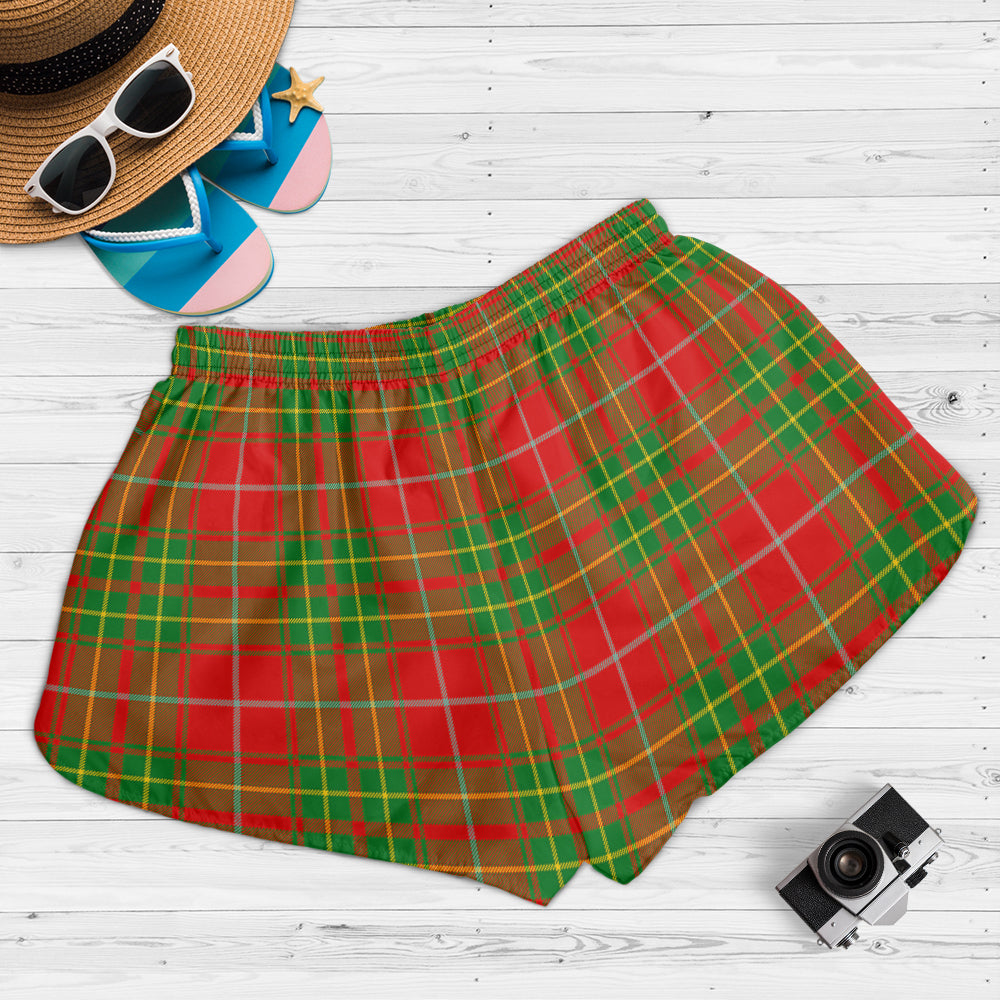 Burnett Ancient Tartan Womens Shorts with Family Crest