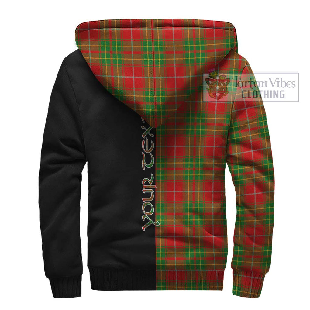 Burnett Tartan Sherpa Hoodie with Family Crest and Half Of Me Style - Tartanvibesclothing Shop