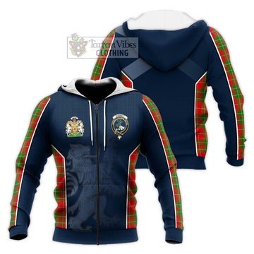 Burnett Tartan Knitted Hoodie with Family Crest and Lion Rampant Vibes Sport Style