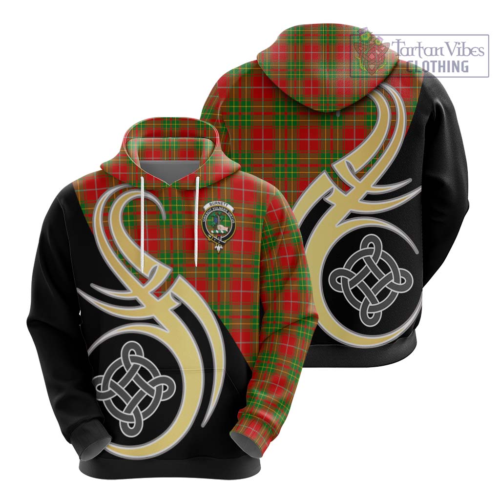 Burnett Tartan Hoodie with Family Crest and Celtic Symbol Style - Tartan Vibes Clothing