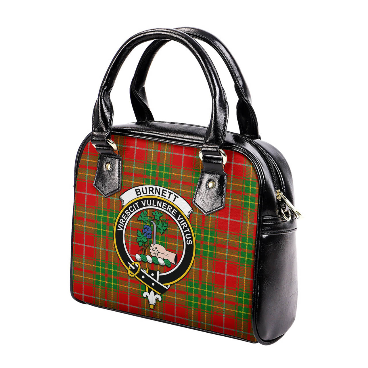 Burnett Ancient Tartan Shoulder Handbags with Family Crest - Tartanvibesclothing